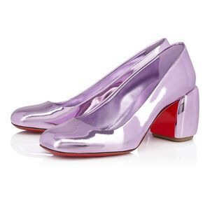 Christian Louboutin Minny 70 Metallic Leather Square Toe Pumps Size 38 NIB